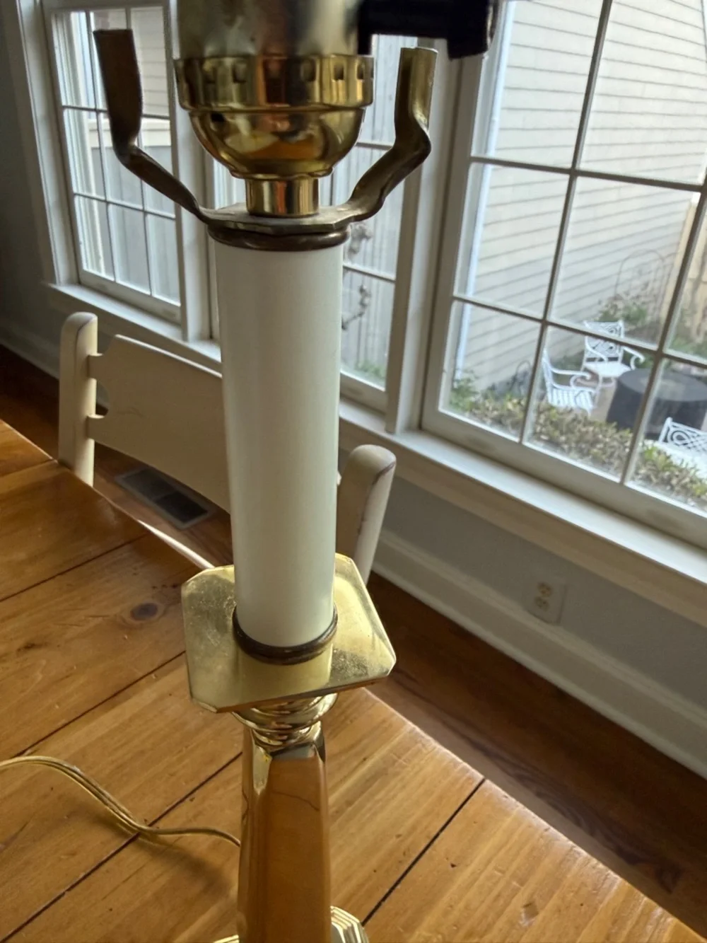 Gold-tone Taper Candlestick Table Lamp Tall Brass Finish